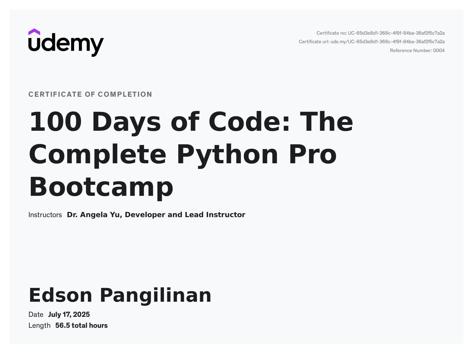 100 Days of Code: The Complete Python Pro Bootcamp