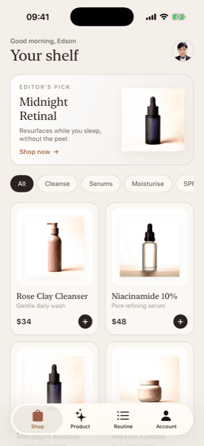 Bloom — Skincare storefront · Account