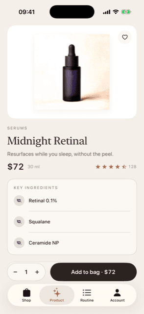 Bloom — Skincare storefront · Product