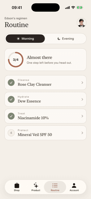 Bloom — Skincare storefront · Routine