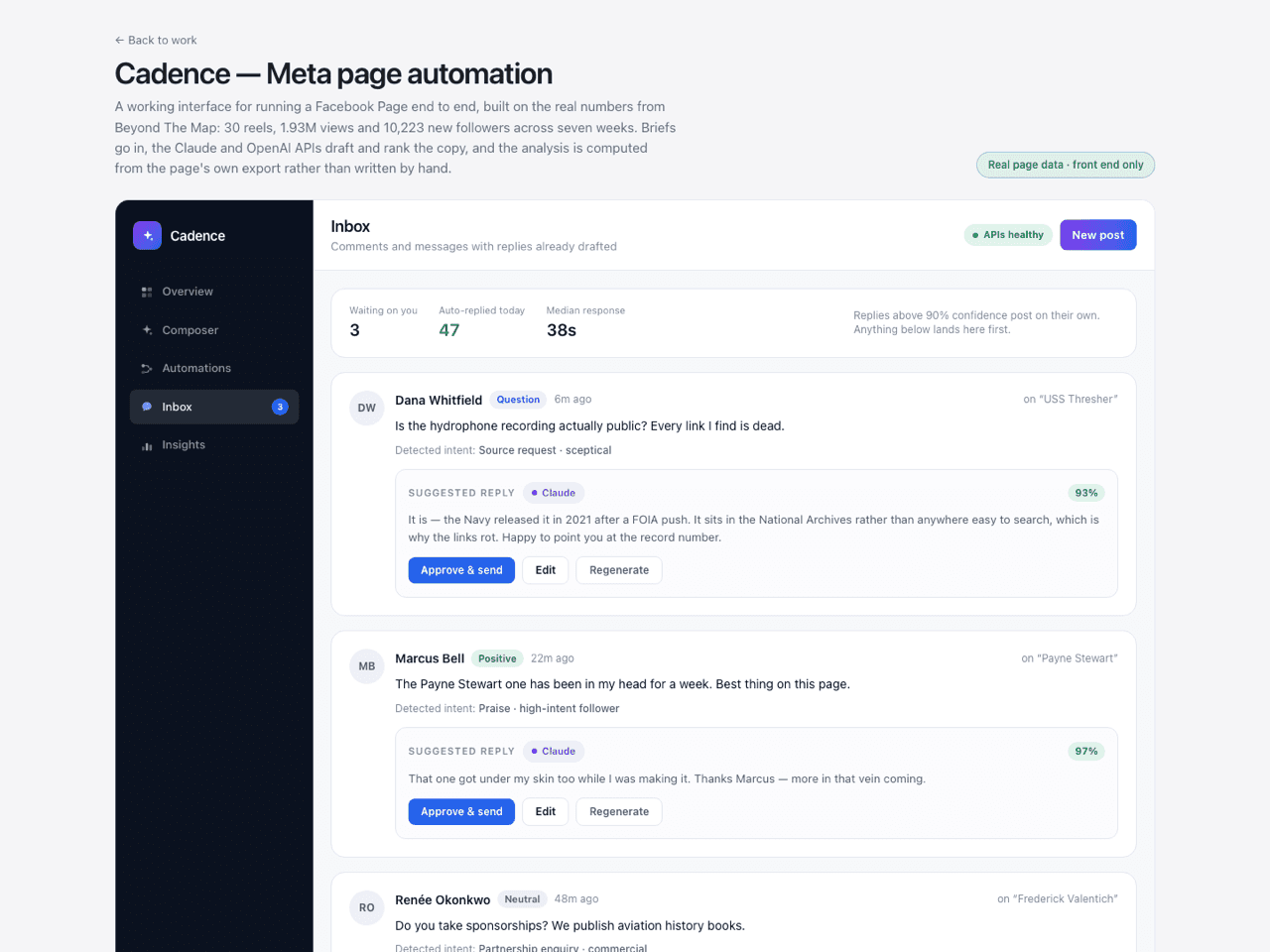 Cadence — Meta page automation · Inbox