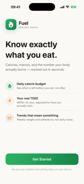 Fuel — Calorie & TDEE tracker · Welcome