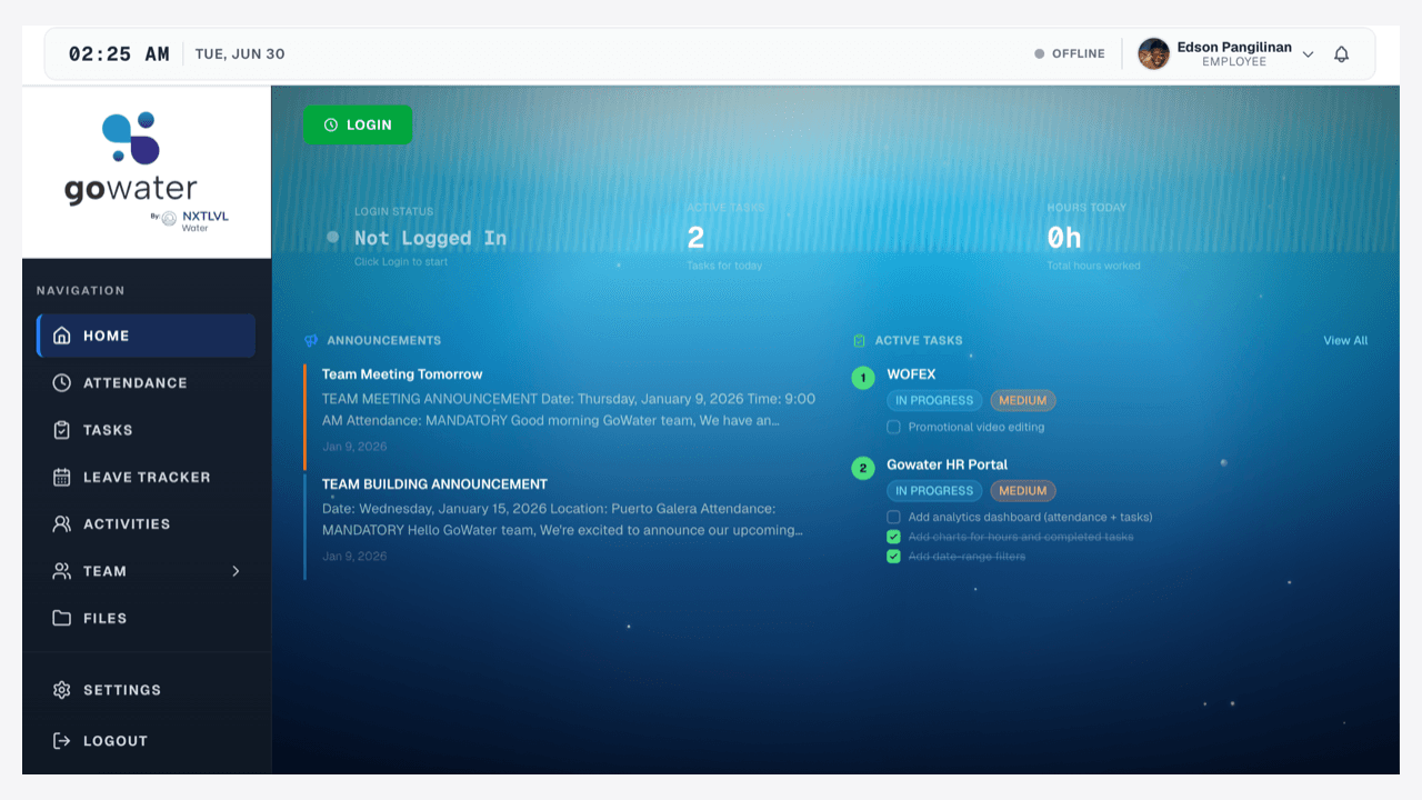 GoWater HR Portal · Web