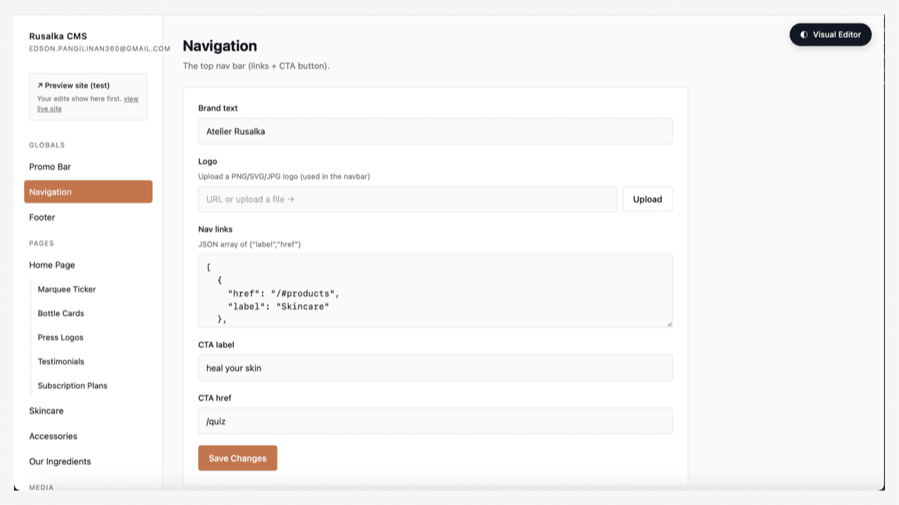 Rusalka CMS · Editor