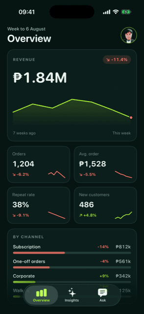 Signal — AI analytics that explains itself · Overview