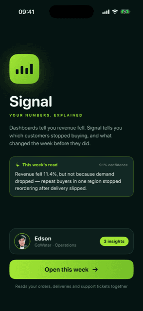 Signal — AI analytics that explains itself · Welcome