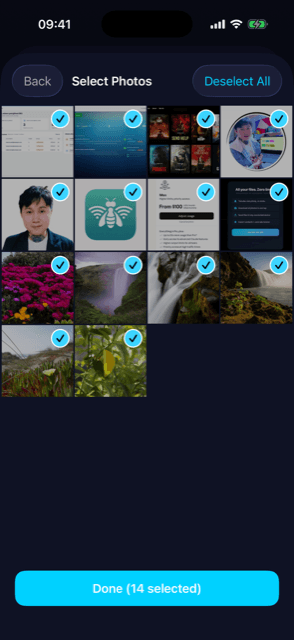 WiFly — iPhone to any computer · Select photos